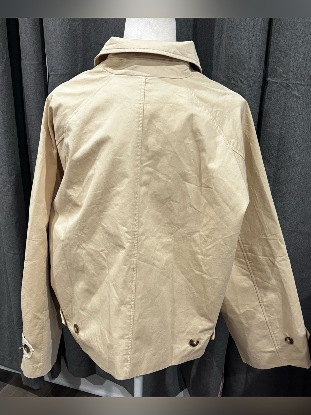 NWT Tuckernuck Khaki Drew Short Trench Coat Tan Medium Preppy Casual Boxy Cotton - Picture 9 of 16